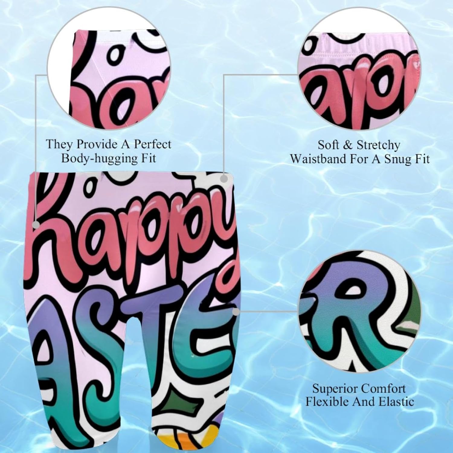 Happy Easter Jammers for Men, Size S to 3XL Swim Jammer Swimsuit for Practice and Competition Swimming