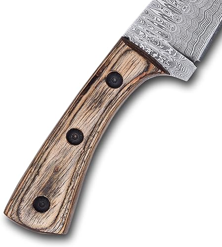 Miniatura 5 de Elegance Unsheathed cuchillo de hoja fija de acero de Damasco de 7 pulgadas, artesanía sin igual con exquisito mango de madera de Pakka y cuchillo