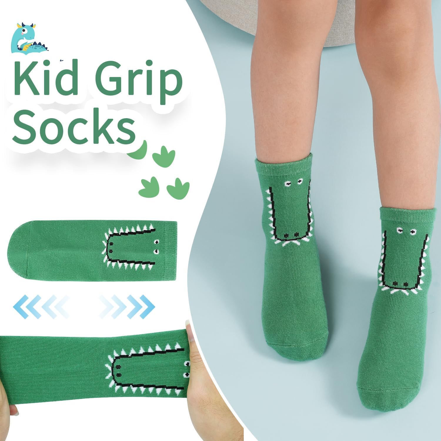 Kids Grip Socks 15 Pairs, Kids Boys Girls Non Slip Socks with Grips 1-7 Years, Cartoon Grippy Toddler Anti Slip Sock - Image 3