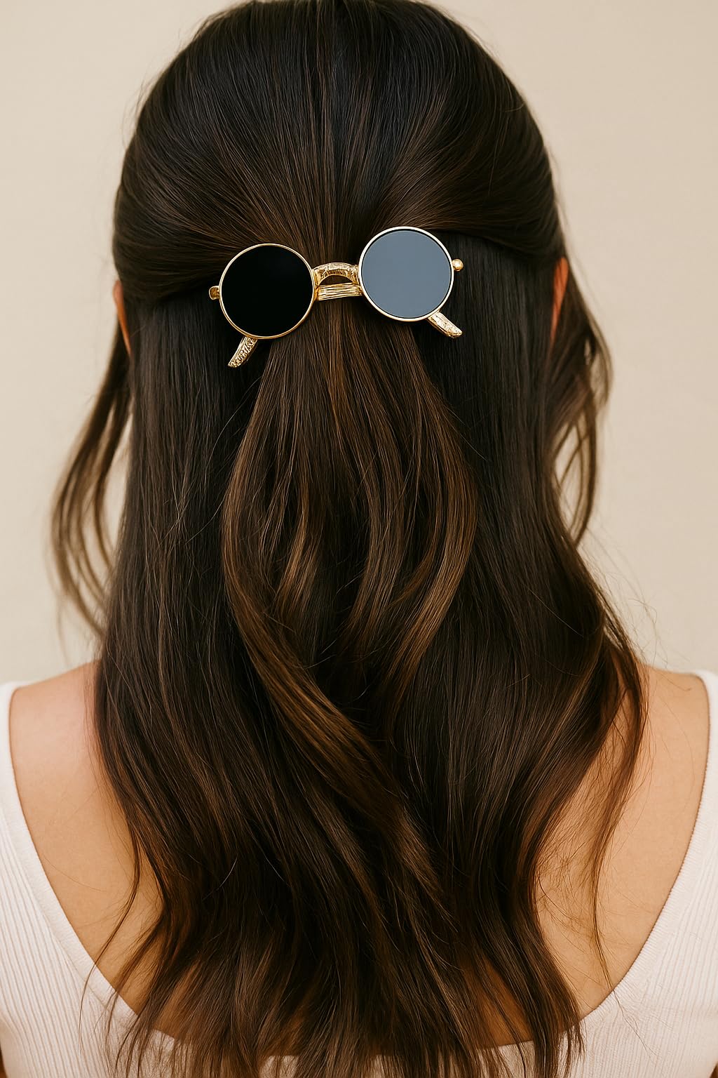 APOLLINE INDIA® 1 Pcs Vintage Sunglasses Hair Clip Retro Style Hair Accessory Cute Metal Hairpins Barrette Ponytail Holder For Women And Girls Headdress,Black