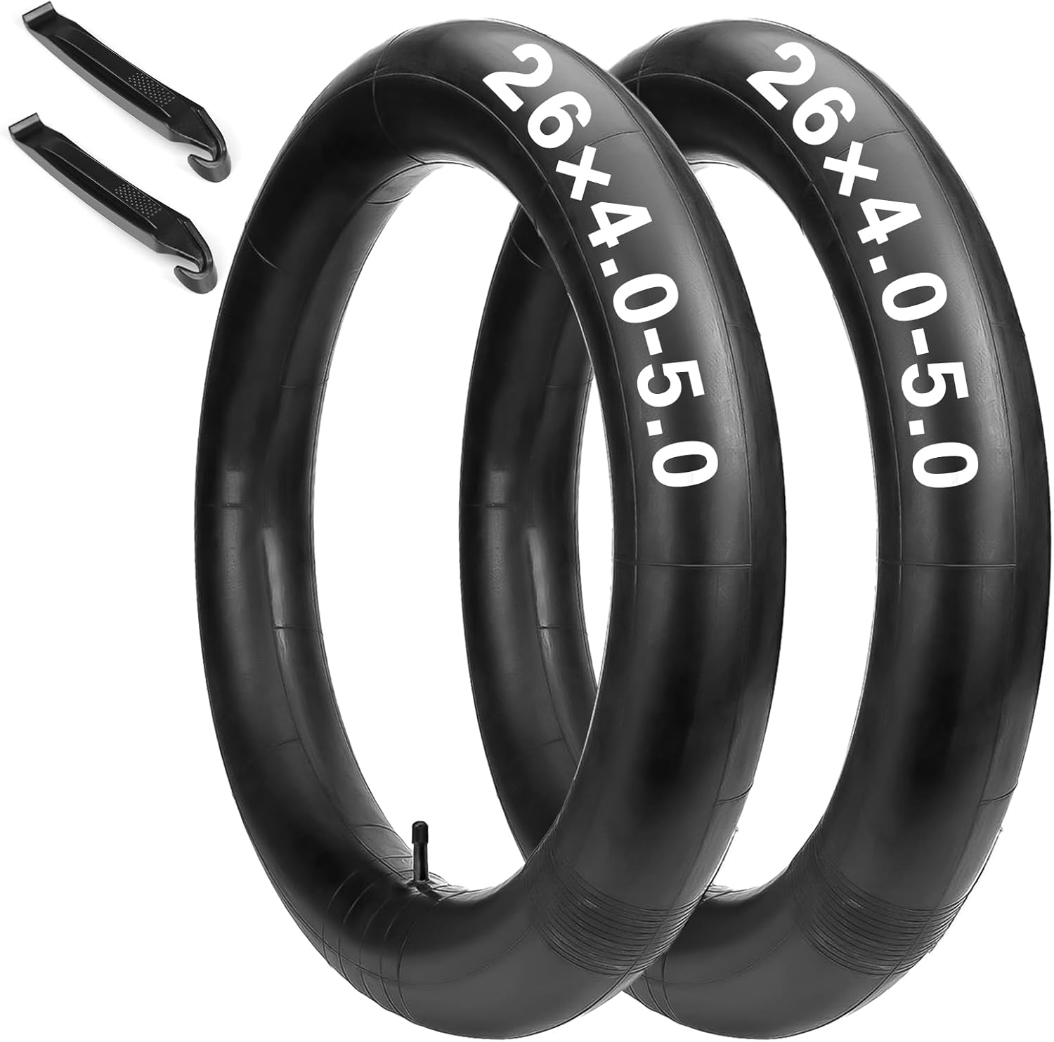 2-Pack 20/26×4.0-5.0 Fat Tire Bike Tubes: Heavy Duty Bike Tube with AV 32mm Schrader Valve, Compatible with 20/26×4.0-5.0E-Bike/Road Bike/Mountain Bike