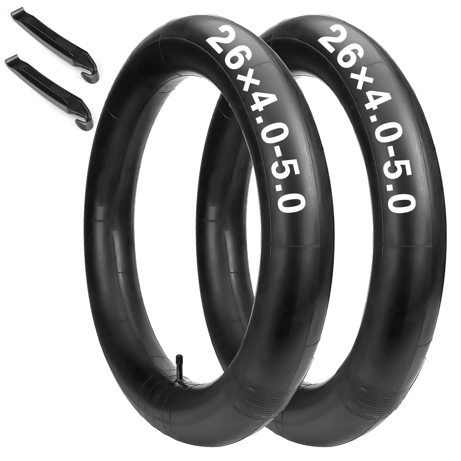 2-Pack 26ร4.0/5.0 Fat Tire Bike Tubes: Heavy Duty Bike Tube with AV 32mm Schrader Valve, Compatible with 26x4.0 26x4 1/4 26x4.3 26x4.4 26x4.5 26x4.80 26x4.90 26x5.0 E-Bike/Road Bike/Mountain Bike