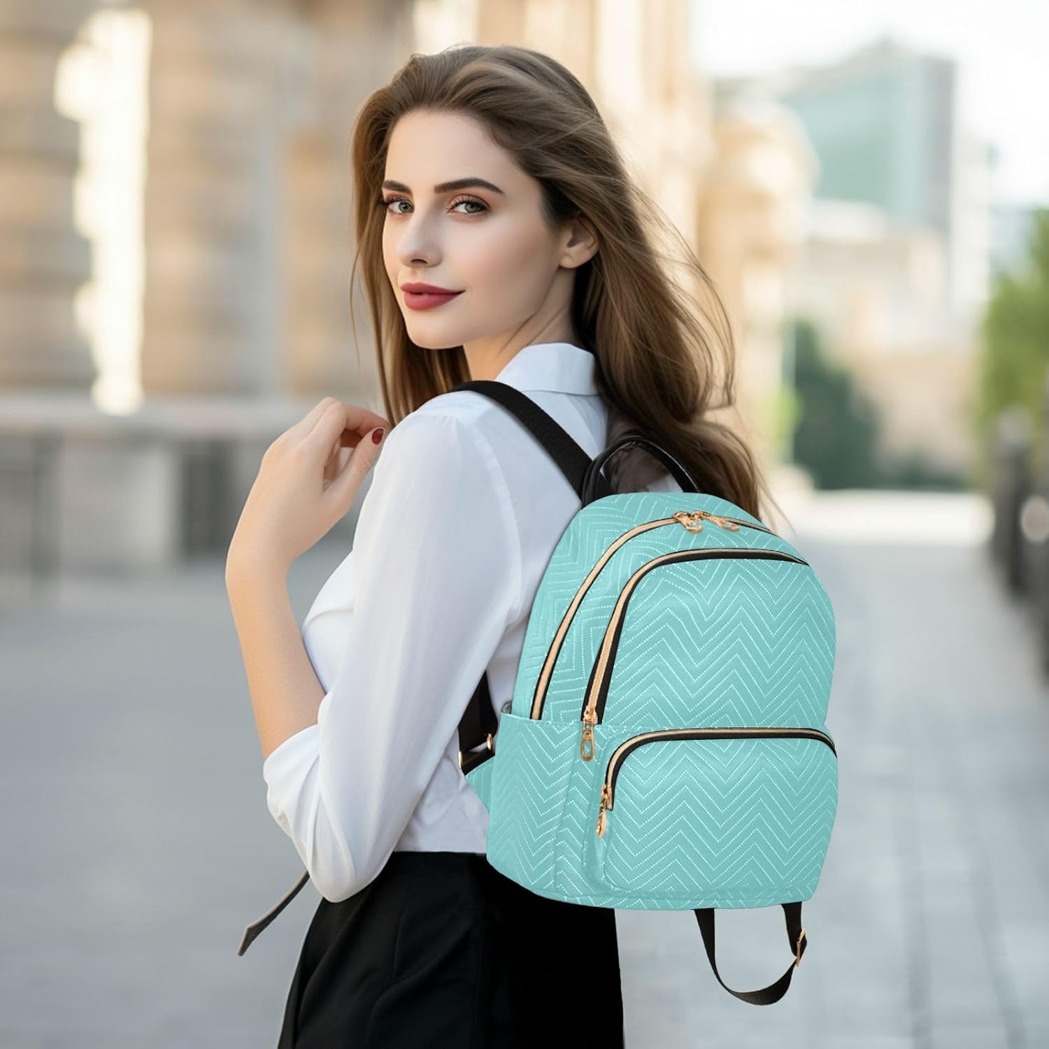 Light Blue Teal Backpack Purse for Women Fashion Ladies Shoulder Bags Travel Bag for Gifts Lady Women Holiday,M