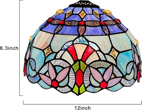 Capulina Tiffany Lamp Shade Light Blue Style Stained Glass 12 Inches Wide