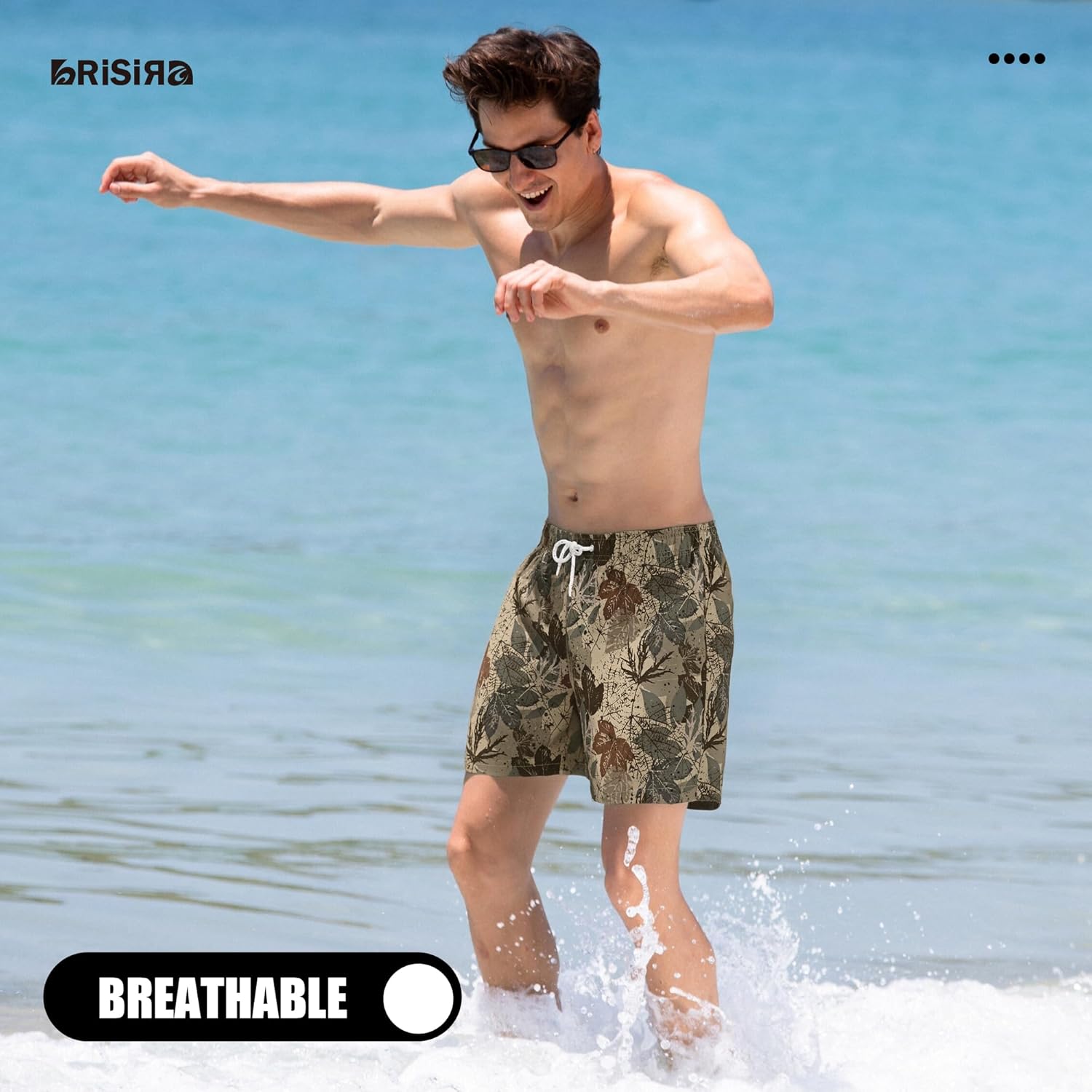 BRISIRA Mens Swim Trunks 5 inch Swim Shorts Quick Dry Stretch Bathing Suits with Compression Liner Board Shorts Pockets - Image 5