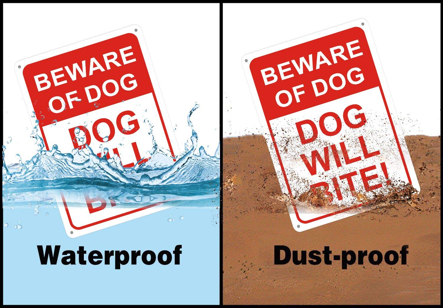 Best Promo 2-Pack ''Beware of Dog - Dog Will Bite'' Signs,10''x14'' Rust-Free Aluminum UV Printed, Easy to Mount Weather Resistant Long Lasting Ink, Warning for Fence/Yard/Gate