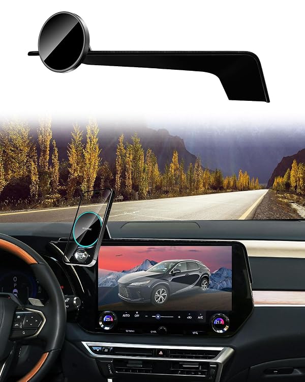 SKYLOTEC Phone Holder for Lexus RX350 RX350h RX450h+ RX500h 2023-2026 Accessories 14-Inch Screen, Magnetic Phone Mount for MagSafe, Magnets Fast Wireless Charger Holder(Not Fit 9.8-Inch) by SKYLOTEC - Used condition - US$20.00