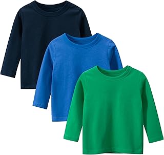 GFQLONG Toddler Boys Girls 3 Pack Cotton T-Shirts, Baby Summer Short Sleeve Solid Crewneck Tees