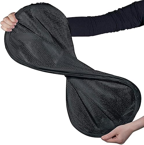 Miniatura 4 de Cesta de ropa de malla emergente de Larpur, cesta de lavandería plegable y portátil para ropa con asa de transporte reforzada (Negro 2 piezas)