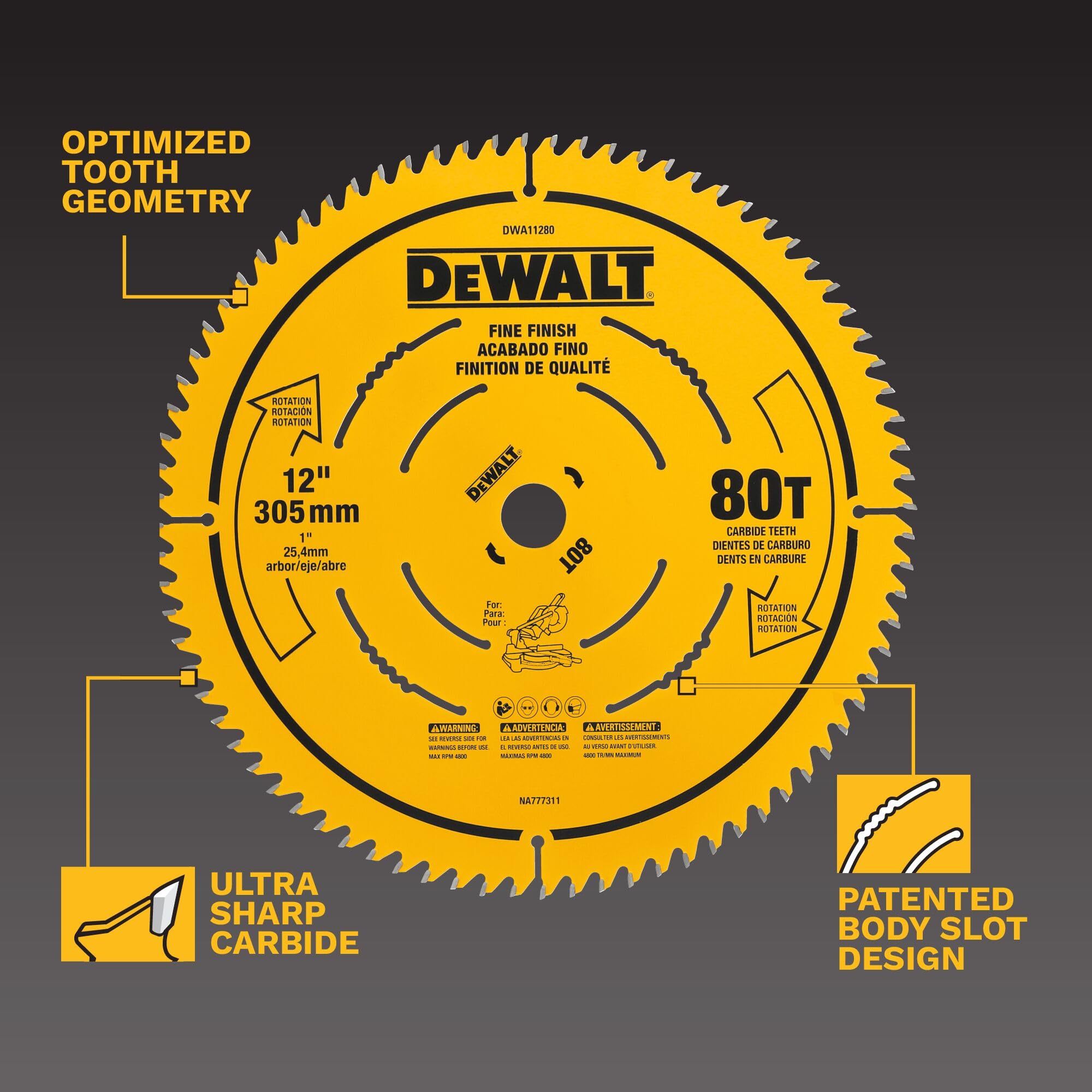 DEWALT 30.5 cm 80T precyzyjne wykończenie brzeszczot (DWA11280)