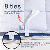 Vista 3 de Aimon Funda de manta con peso, 100% algodón (48 x 72 pulgadas, azul oscuro, tamaño individual, cremallera lateral), funda lavable para manta