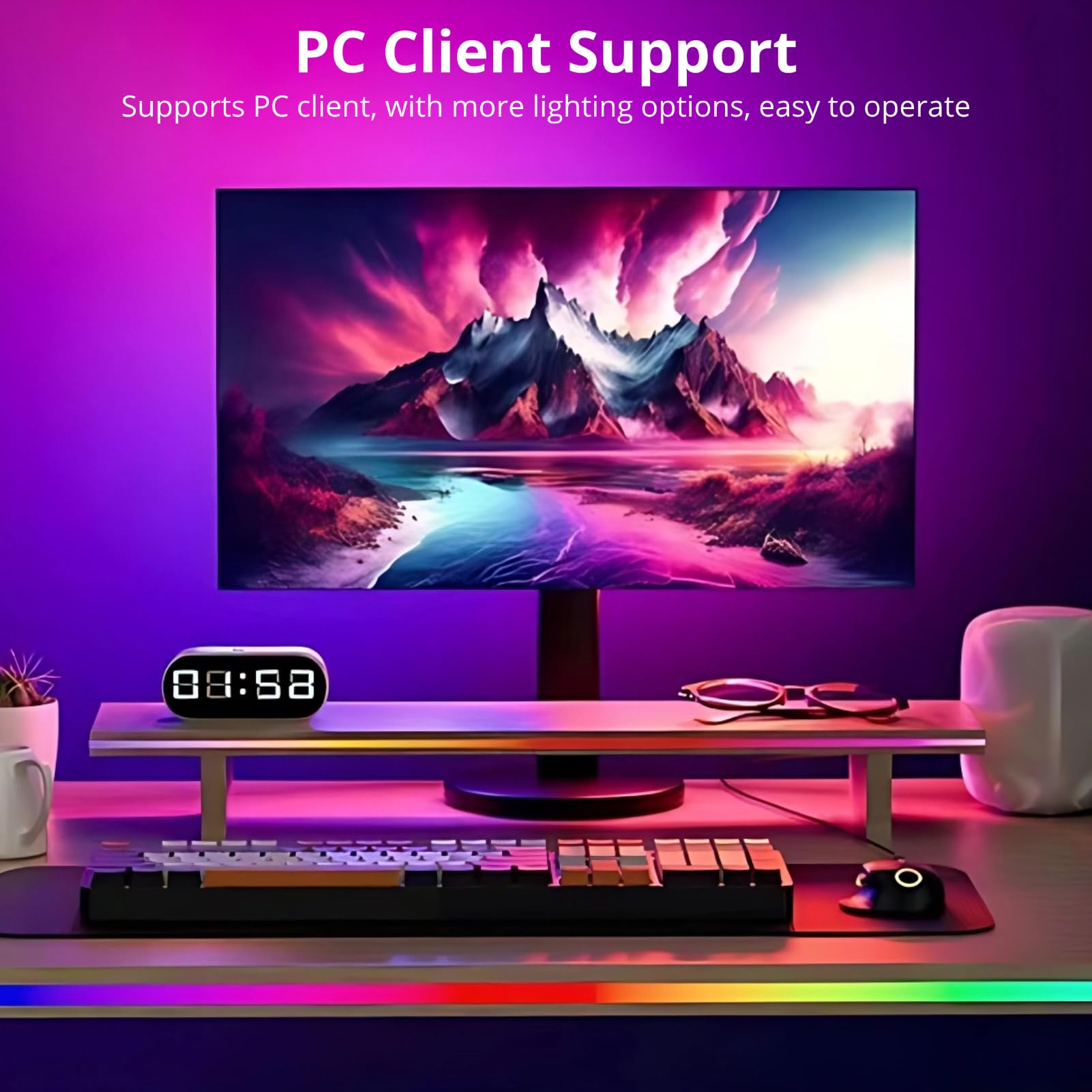 Computer -LED -Strip -Licht, RGB 54 LEDS -Bildschirm Synchronisation, Synchronisation mit Ihrem Bildschirm, Schnelles Setup, Vielseitige Beleuchtungsmodi, USB -PC