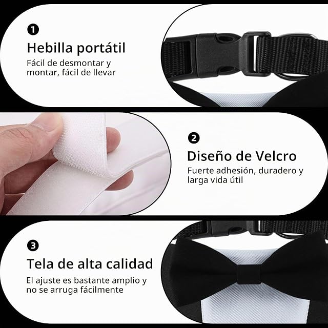 Foto 3 de 6 de YSJCHEBS 2 Uds Traje para Mascotas Collar Accesorios para Perros Ropa De Boda para Perros Suministros…