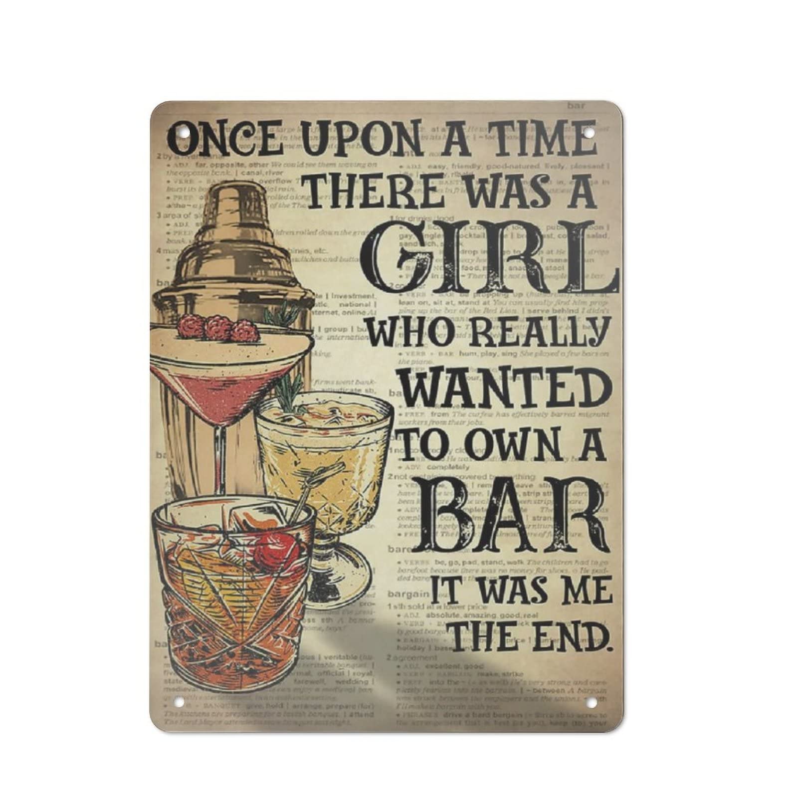Targa in metallo con scritta in lingua inglese And She Lived Happily Ever After, per casa, bar, pub, cucina, decorazione artistica da parete, stile vintage
