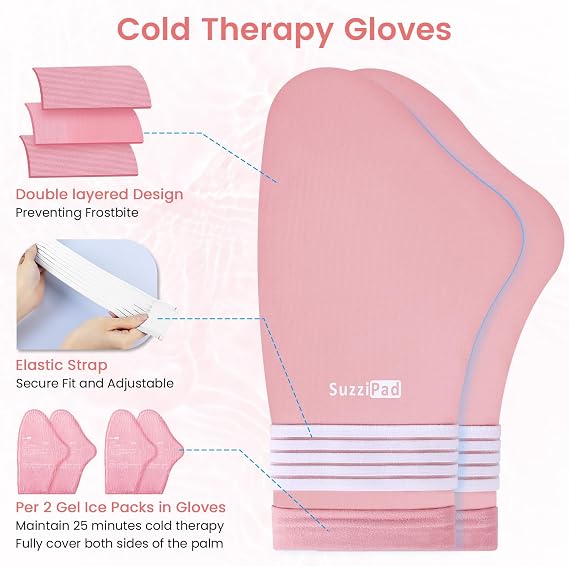 SuzziPad Chemo Care Package for Women & Men, Cooling Gloves, Socks and Cold Caps for Chemotherapy, Ideal for Discomfort of Head, Hand, Feet, L