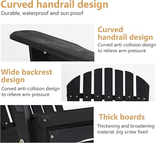 Miniatura 7 de PayLessHere Adirondack - Juego de 2 sillas de patio resistentes a la intemperie con madera de pino texturizada para patio, césped, jardín, terraza,