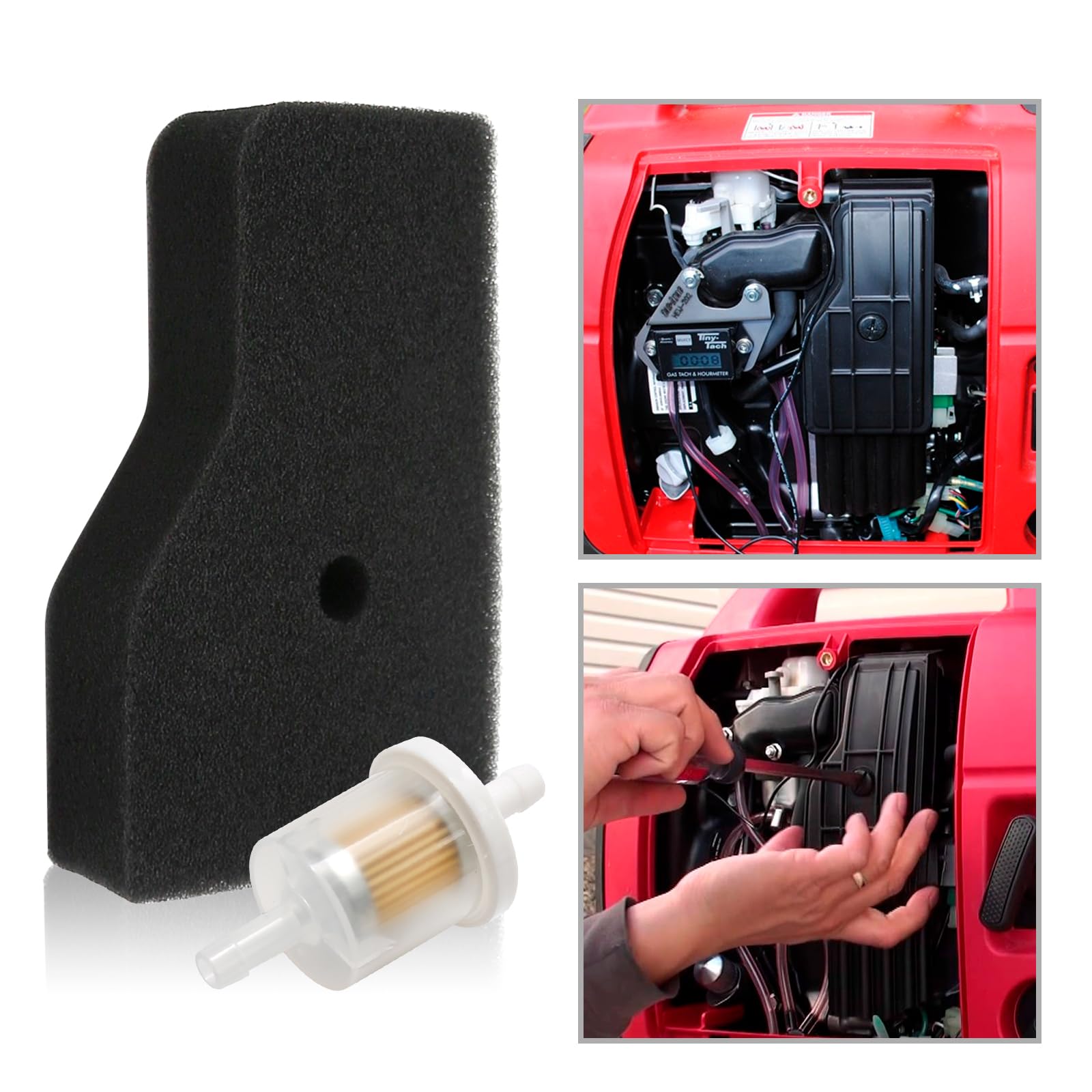 17211-Z07-000 17218-Z07-000 Outer Air Filter Kit for Hon-da EU2000 EU2000i EU2000iT1 & EU2000iK1 EB2000 EB2000i EB2000iT1 Generator, Spark plug Replace#98056-55777