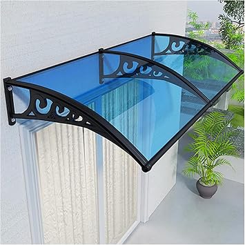 Patio Door Window Awning Canopy, Polycarbonate Cover Front Door Outdoor Patio Awning Canopy UV Rain Snow Protection Hollow Sheet Black Bracket