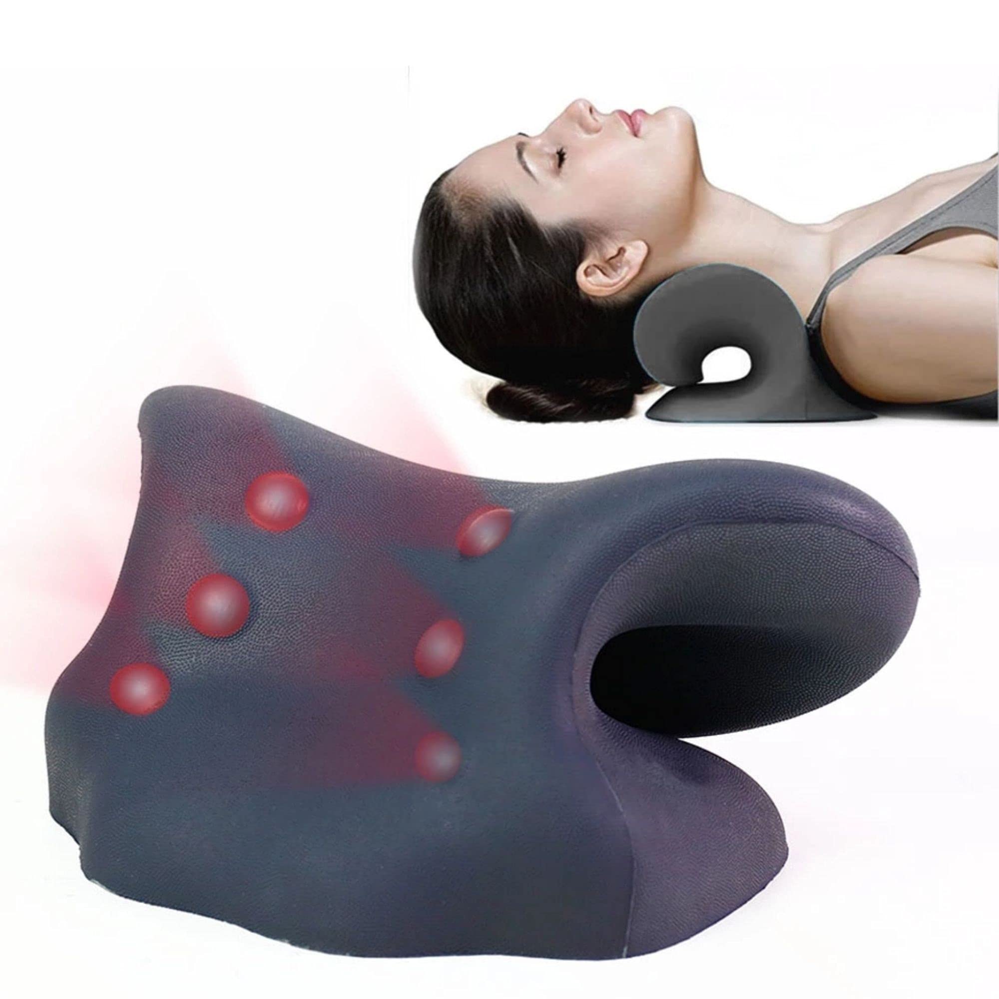 Almohada de tracción Cerebral (Dispositivo quiropráctico de corrección de la Columna cerevical, cojín de Masaje cerevical y Cuello para aliviar los Cerebros dolorosos