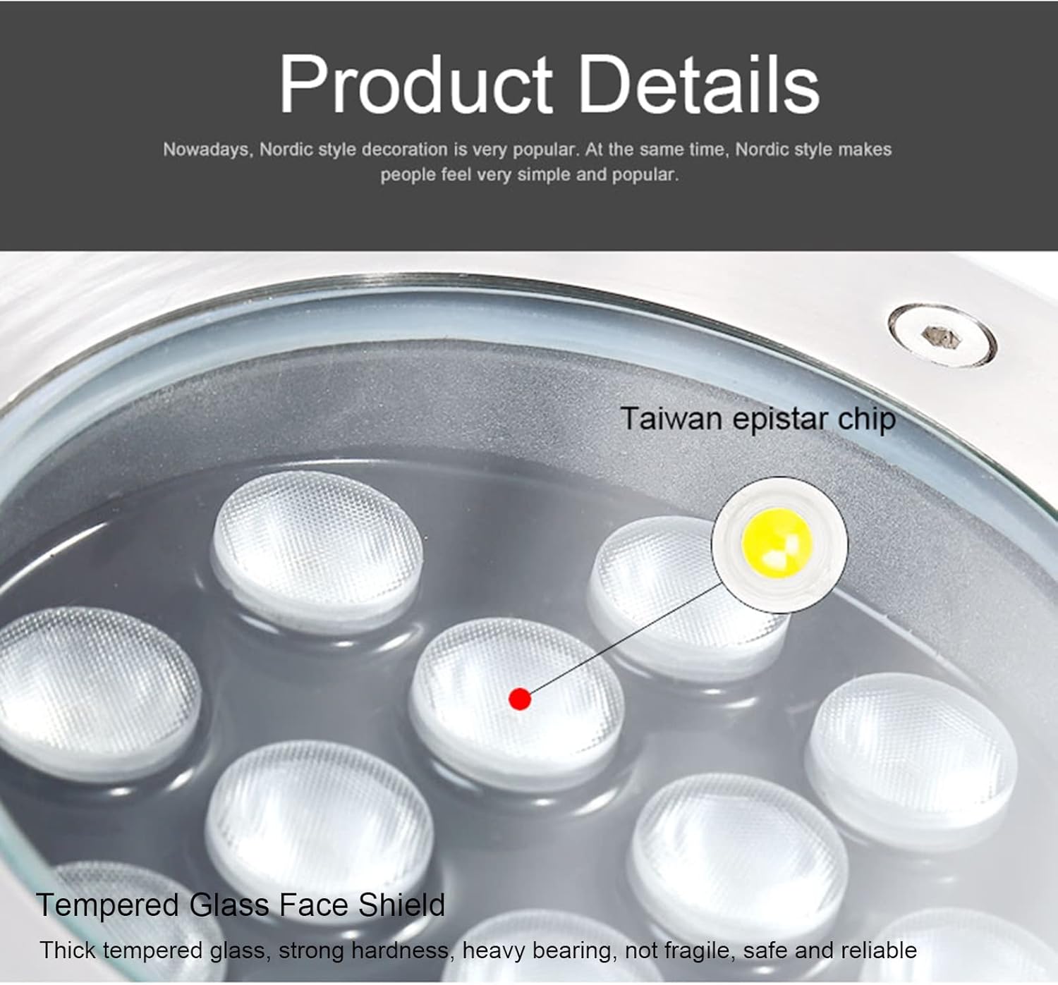 PUROXX LED In Ground Lights Recessed Underground Light IP66 Waterproof Outdoor Round Buried Lights AC85-265V Spotlight for Garden Walkway Driveway Deck Patio Landscape Lamp (Color : White, Size : 12 (