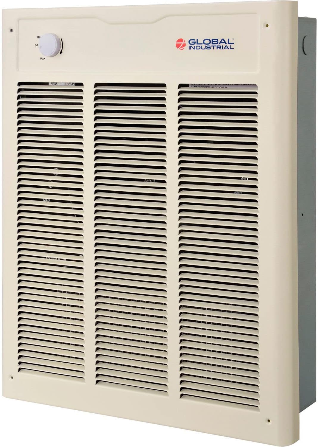 Global Industrial Fan Forced Wall Heater with Built-In Thermostat, Enclosed Motor, 4000/3000W, 240/208V, 15-3/4"W x 19-1/4"H, Home Office or Commercial Heater