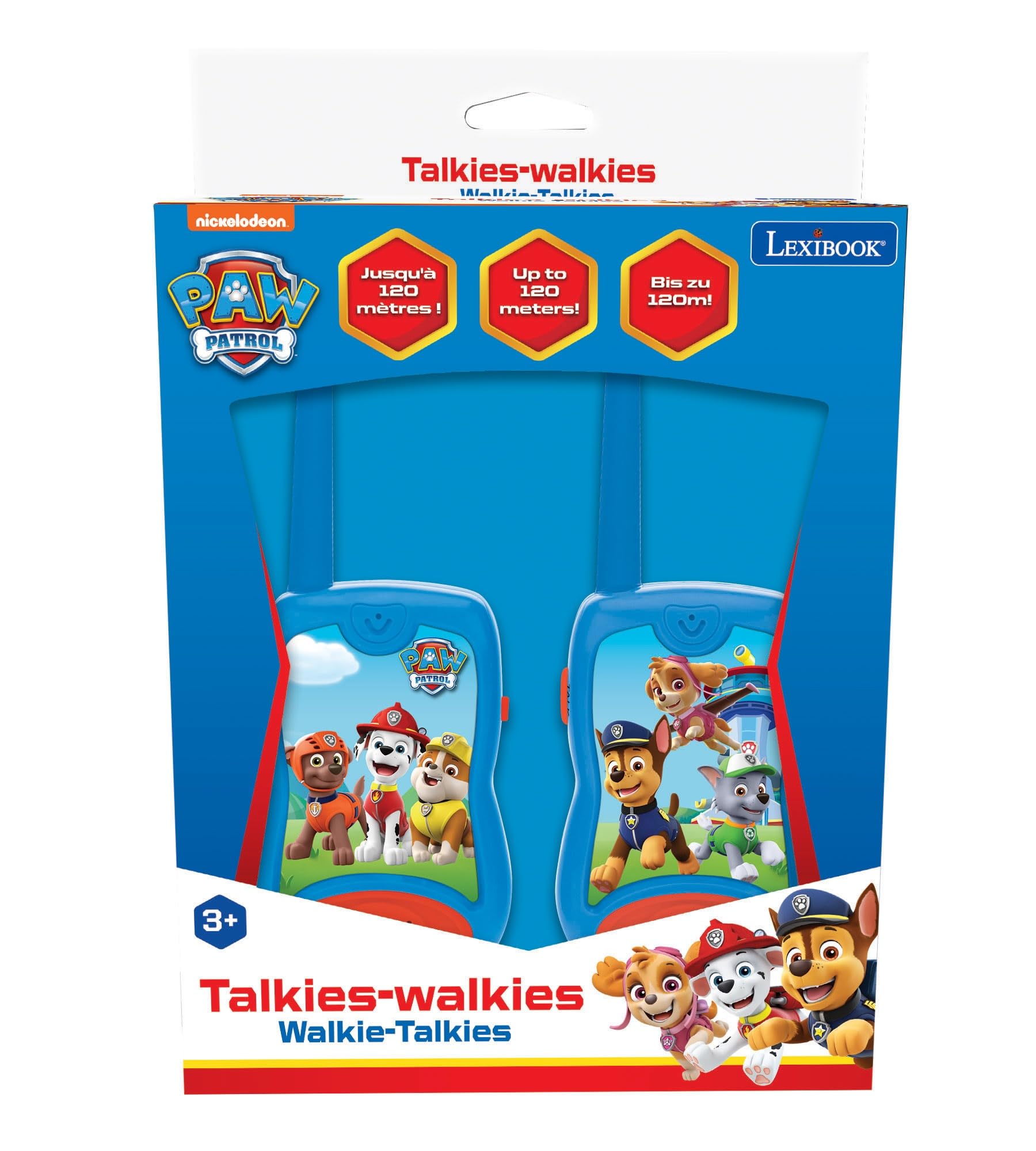 Lexibook Paw Patrol La Squadra dei Cuccioli Chase Walkie-Talkie, Clip da Cintura, 2 canali, Batteria, Blu/Rosso, TW12PALXB
