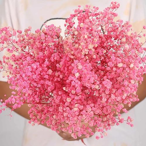 Miniatura 3 de Ramo de flores secas de aliento de bebé, 17 pulgadas, más de 2500 flores secas de color rosa marfil, ramas de gypsophila naturales para bodas,