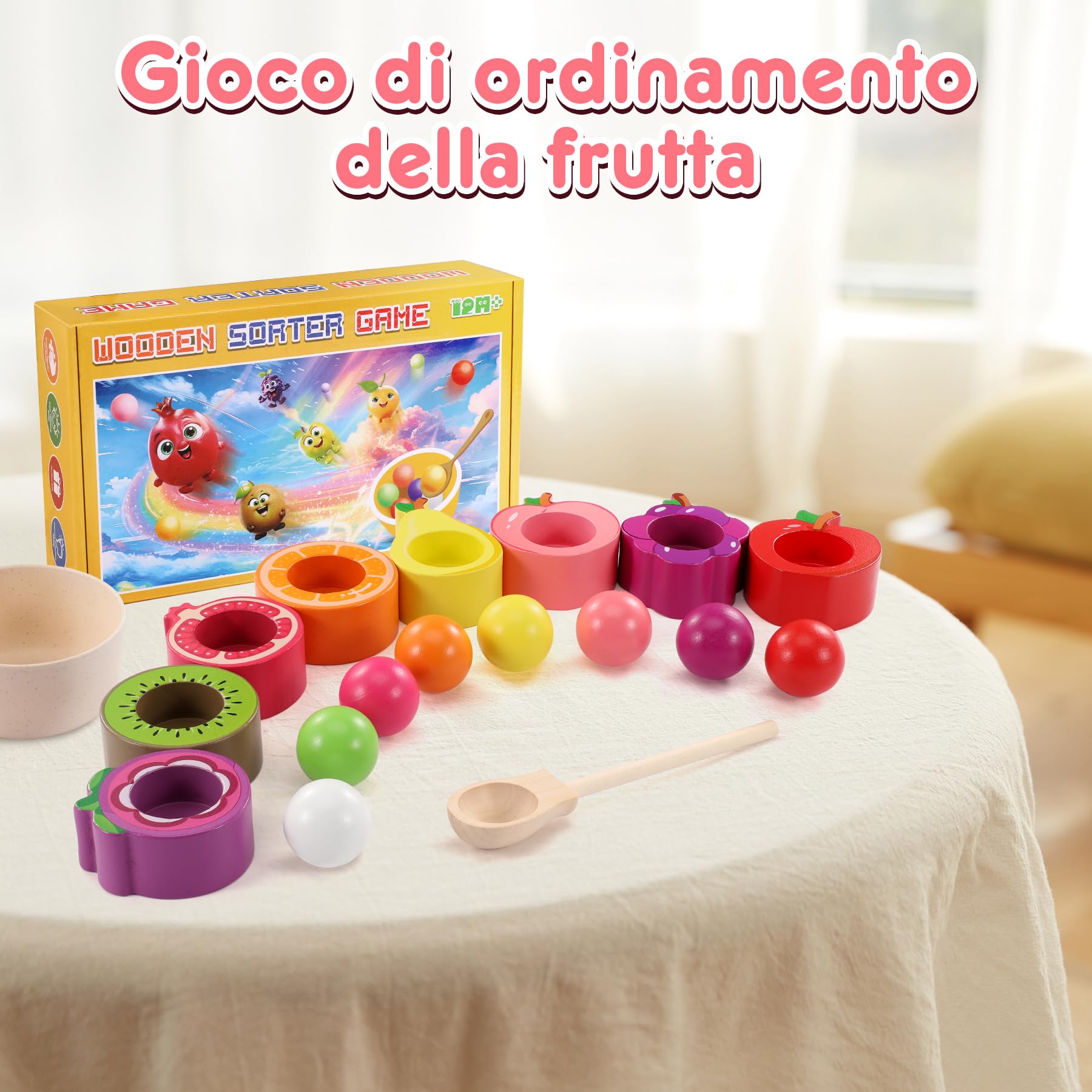 Giochi Montessori 1 2 3 Anno, Giochi Bambini 1 2 3 Anni, Palline Colorate per Bambini, Gioco Bambino 1 Anno, Giochi Legno Bambini 1 Anno