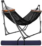 Goutime Grand hamac double extra avec support, portable & Collapsible, 550 Capacité, 3-Level Réglable jusqu'à 10 Pieds, Design double couche, Sac de transport inclus, Bleu ciel