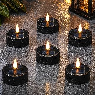 Solar Teelichter,6 Stück Solar LED Kerzen,Solarkerzen Lichter