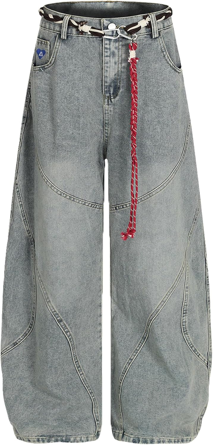 Aelfric Eden Baggy Barrel Jeans for Men Women Boyfriend Wide Leg Denim Pants Loose Fit Streetwear Y2K Trousers