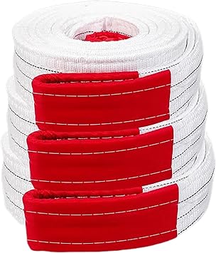 Heavy Duty Lifting Slings - Flat Nylon Webbing for Crane, Hoist, Industrial Rigging and Trailers - Wear Resistant, 4-Layer Design