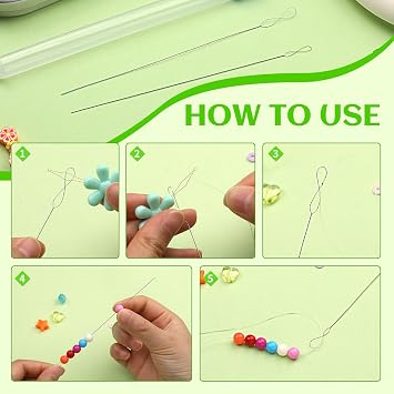 UOOU 32 Pcs Beading Needles Set, 8 Sizes Big Eye Bead Needles, Twist Beading Needles for Seed Beads, Jewelry Making