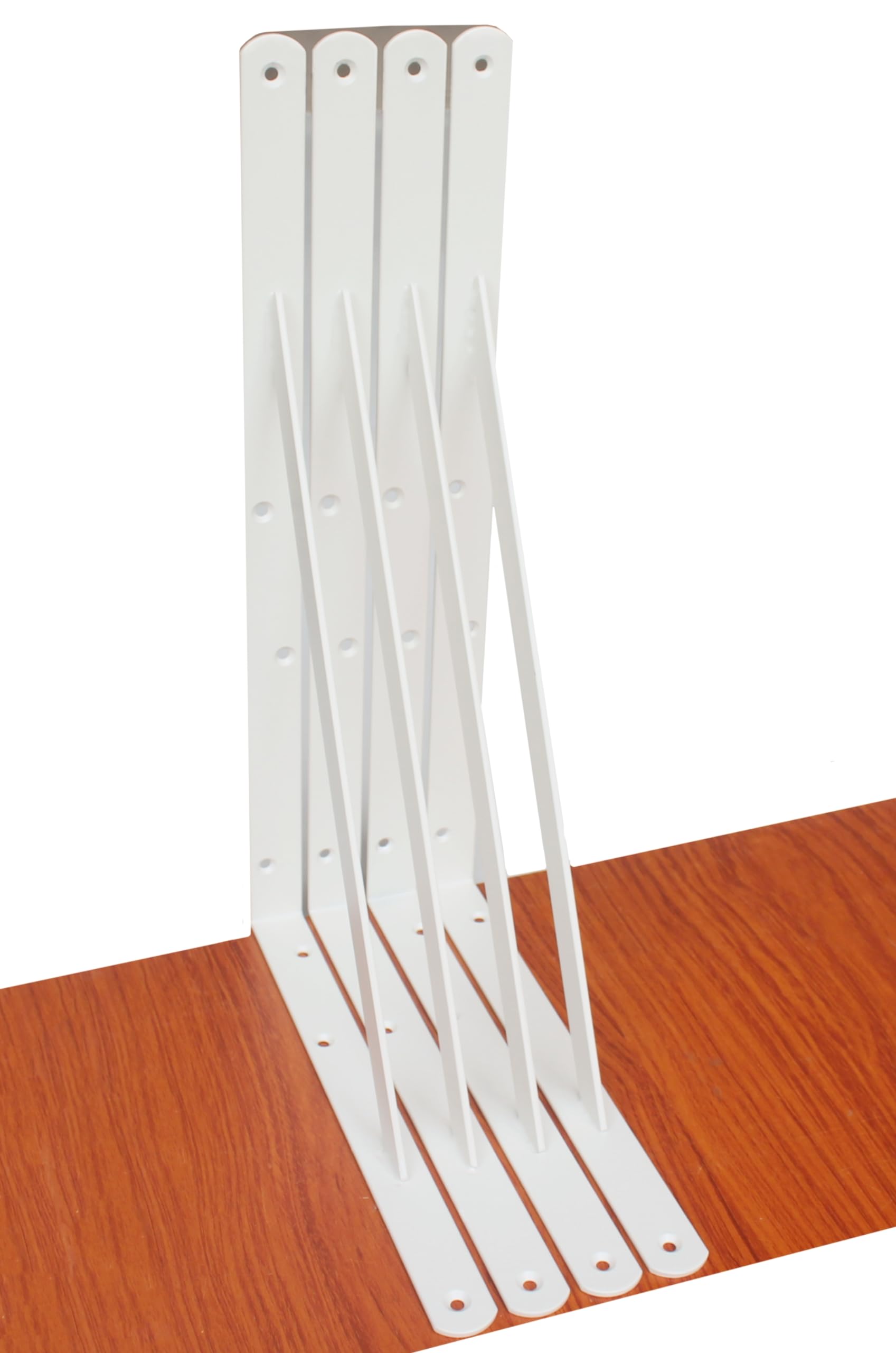 4 Pack L18 x H 12" White Heavy Duty Shelf Brackets with Screws Metal Shelf Brackets Shelf Support Angle Brackets for Shelves L Brackets Heavy Duty Floating Shelf