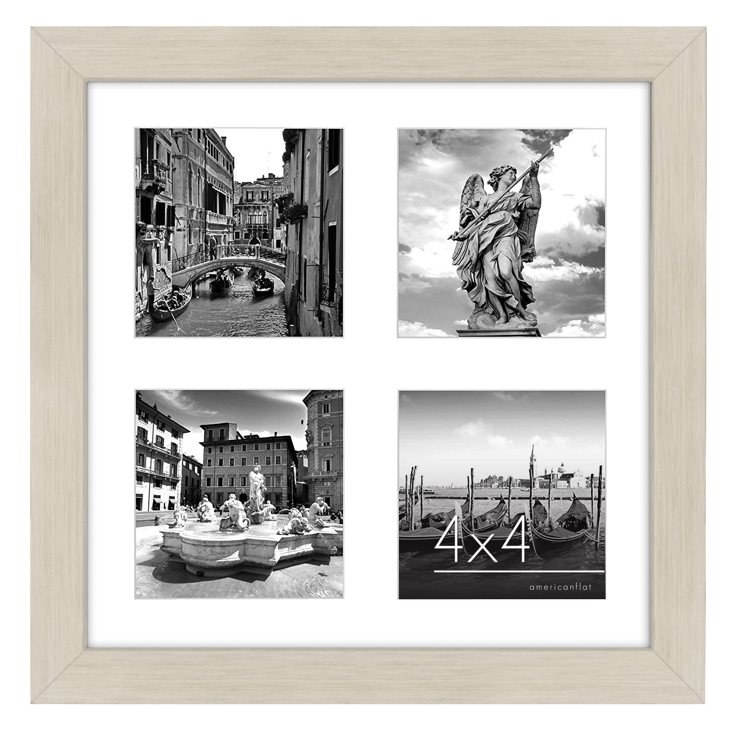 Americanflat 4x4 Collage Photo Frame with Shatter-Resistant Glass - Signature Collection - Fits Four 4x4 Photos or Use as One 10x10 Picture Frame for Wall Display - Light Wood