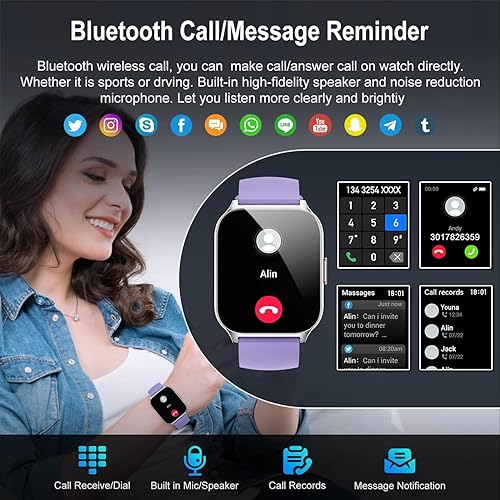 Miniatura 2 de Reloj inteligente para hombres y mujeres Fitness (llamadarespuesta de llamada) Bluetooth Smartwatch para teléfonos Android, iPhone, al aire libre,