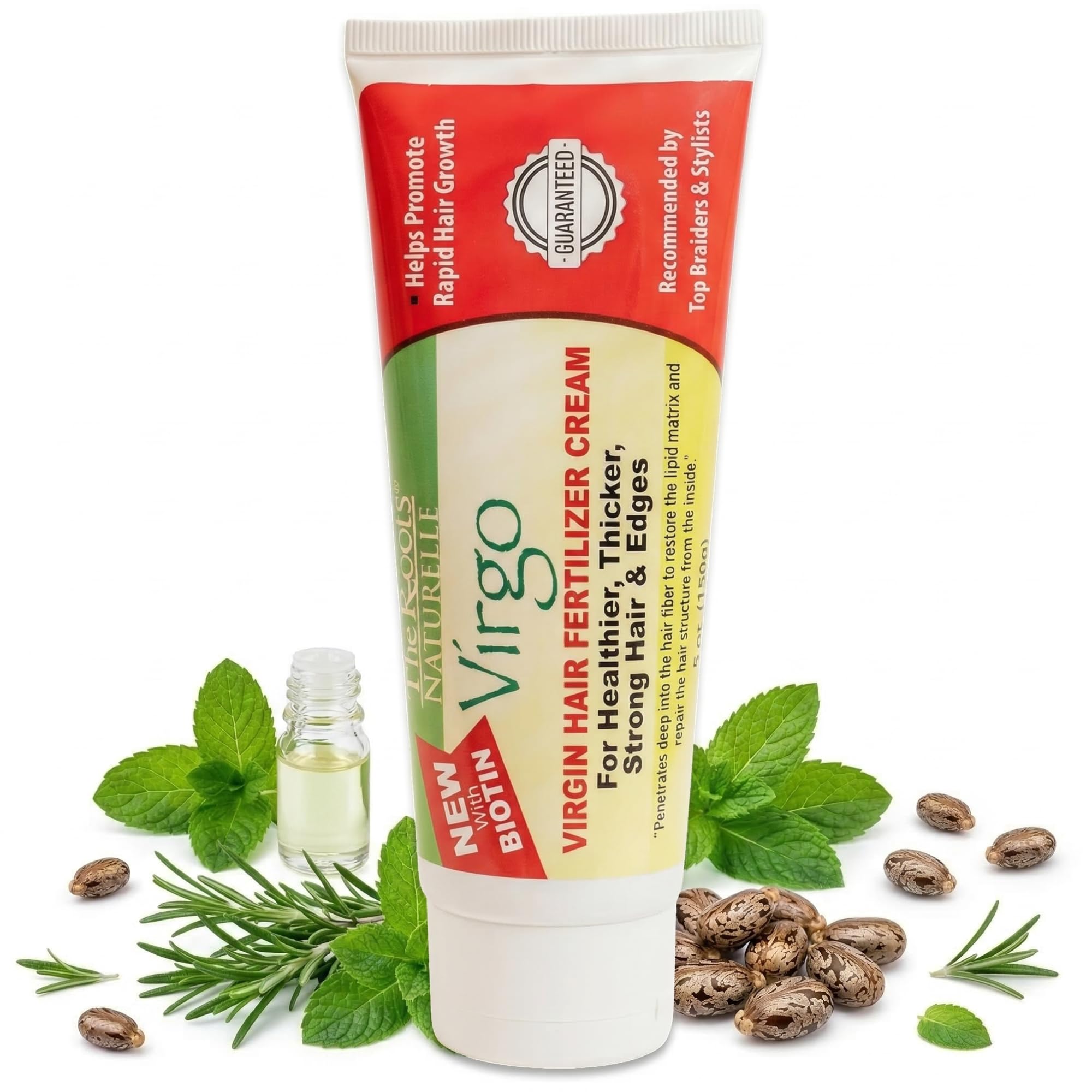 Virgin Hair Fertilizer And Hair Energizer Enriched With Biotin, For Natural And Relaxed Hair, Braids And Locks (Edge Regrowth Cream)