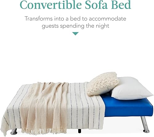 Miniatura 20 de Futón sofá cama para entretenimiento Best Choice Products, moderno, se dobla y reclina, muebles, con posavasos Negro -,Azul,Borgoña,amarillo