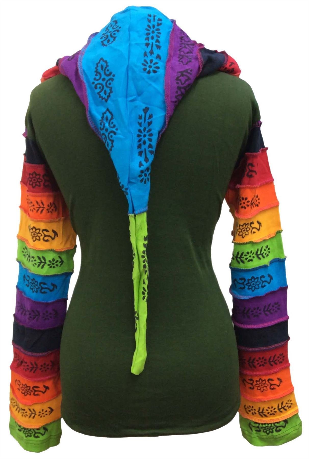 Mujer Arcoiris con Mangas Flor Parche Sudadera con Capucha