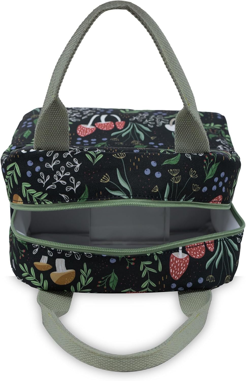 Steel Mill & Co Insulated Lunch Tote Bag for Women, Large Capacity Cooler Lunch Box, Lunch Bag for Adults, Mini Cooler with Zipper Closure, Pockets, and Sturdy Handles, Mushroom