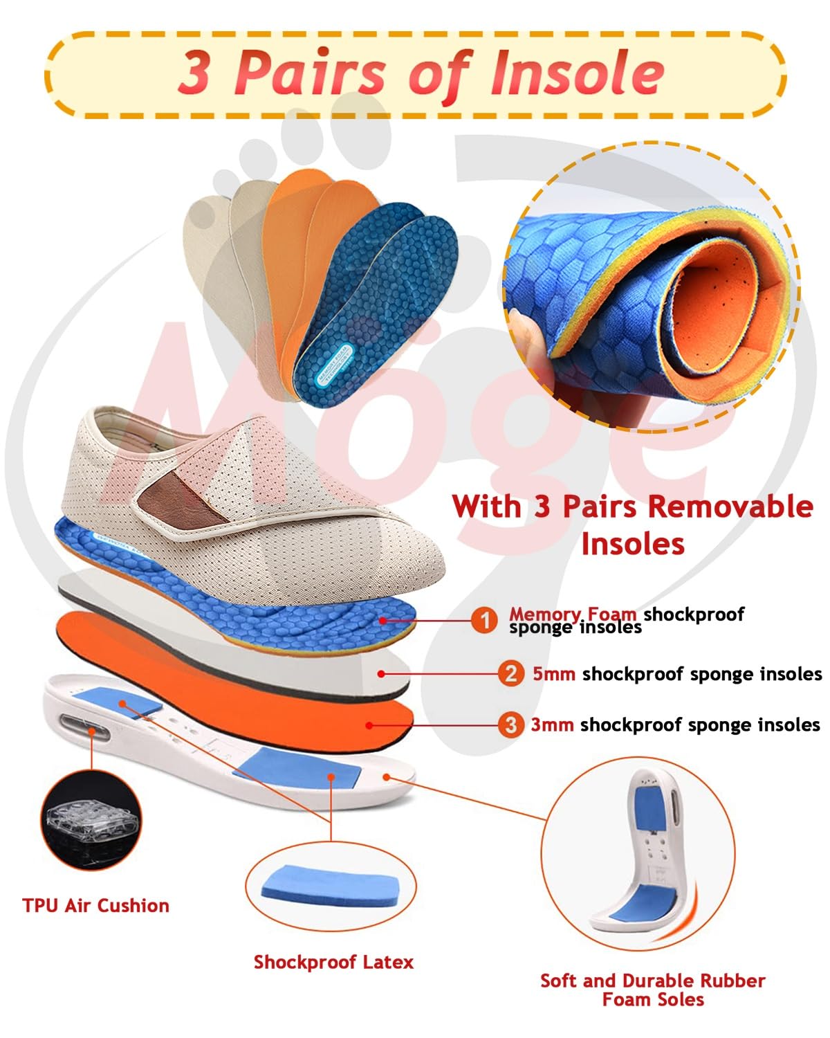 Cómoda Artritis Edema Zapatos hinchados Zapato pie diabético Zapato Madre Regulable engorde y ensanchamiento Zapatos DiabéTicos Respirable Zapatillas