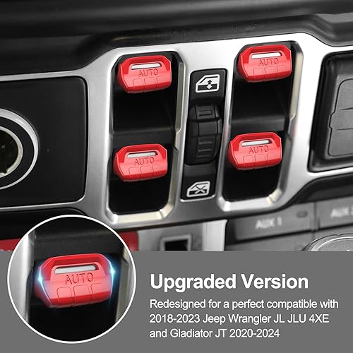 Miniatura 9 de DIAMOOKY 4 fundas de botón para interruptor de ventana mejoradas compatibles con Jeep Wrangler JL JLU 2018-2024 y Gladiator JT 2020 2021 2022 2023