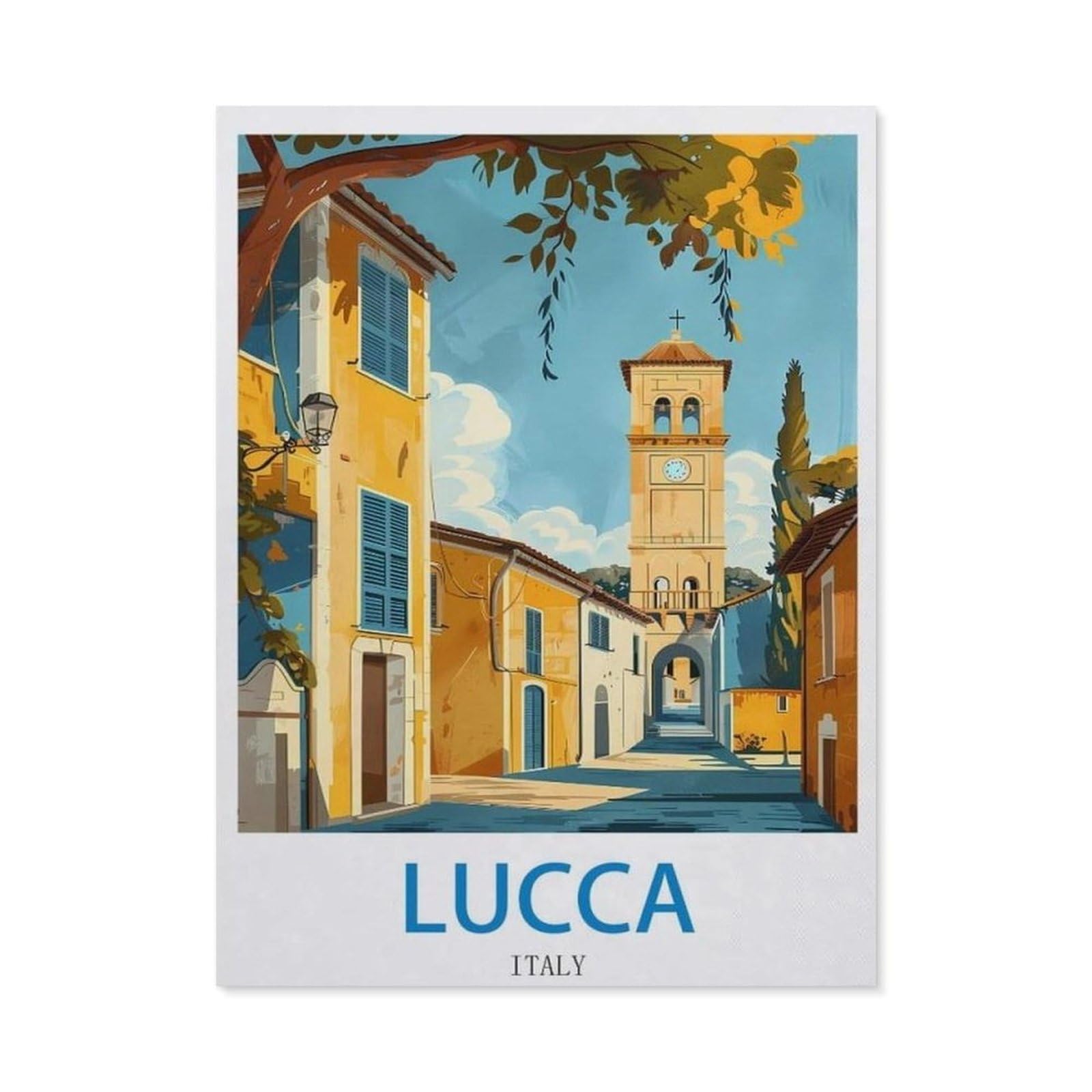 Vintage Metal Tin Sign ，Lucca Italy，Metal Wall Decor Decorative Tin Sign Art Plaque Poster for Home Kitchen Bar Coffee Shop Club Decoration(20x30cm）8x12 inch-EC50