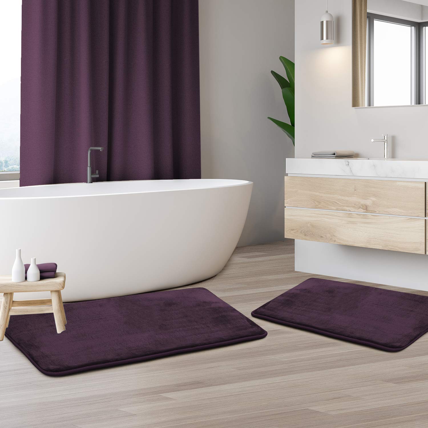 Clara Clark Bath Mat Set – Memory Foam Bath Mat - Soft Bathroom Rug ...