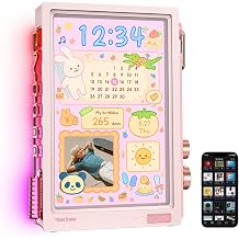Divoom Times Frame Smart Desk Clock Display with Custom Faces & RGB Glow Pink