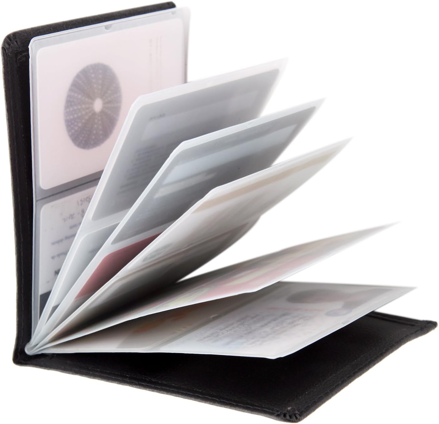 RFID Blocking Wallet - 6 Pages Leather Business Credit Card Holder Case/12 Credit Card Holder Slots Wallet Insert Card Sleeves - Black