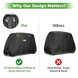 10L0L Golf Cart Cover 2/4/4+2 Passenger for Yamaha EZGO Club Car, Heavy Duty 420D Waterproof Windproof Durable Polyester Golf Cart Cover with 3 Zipper Doors for All-Weather Protection - Black