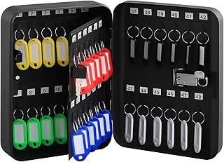 KYODOLED Key Cabinet Wall Mount,Locking Key Organizer,Key Storage Lock Box with Code,Key Management with Combination Lock,48 Key Hooks & Tags Key Lab,10"x7"x3" inch,Black