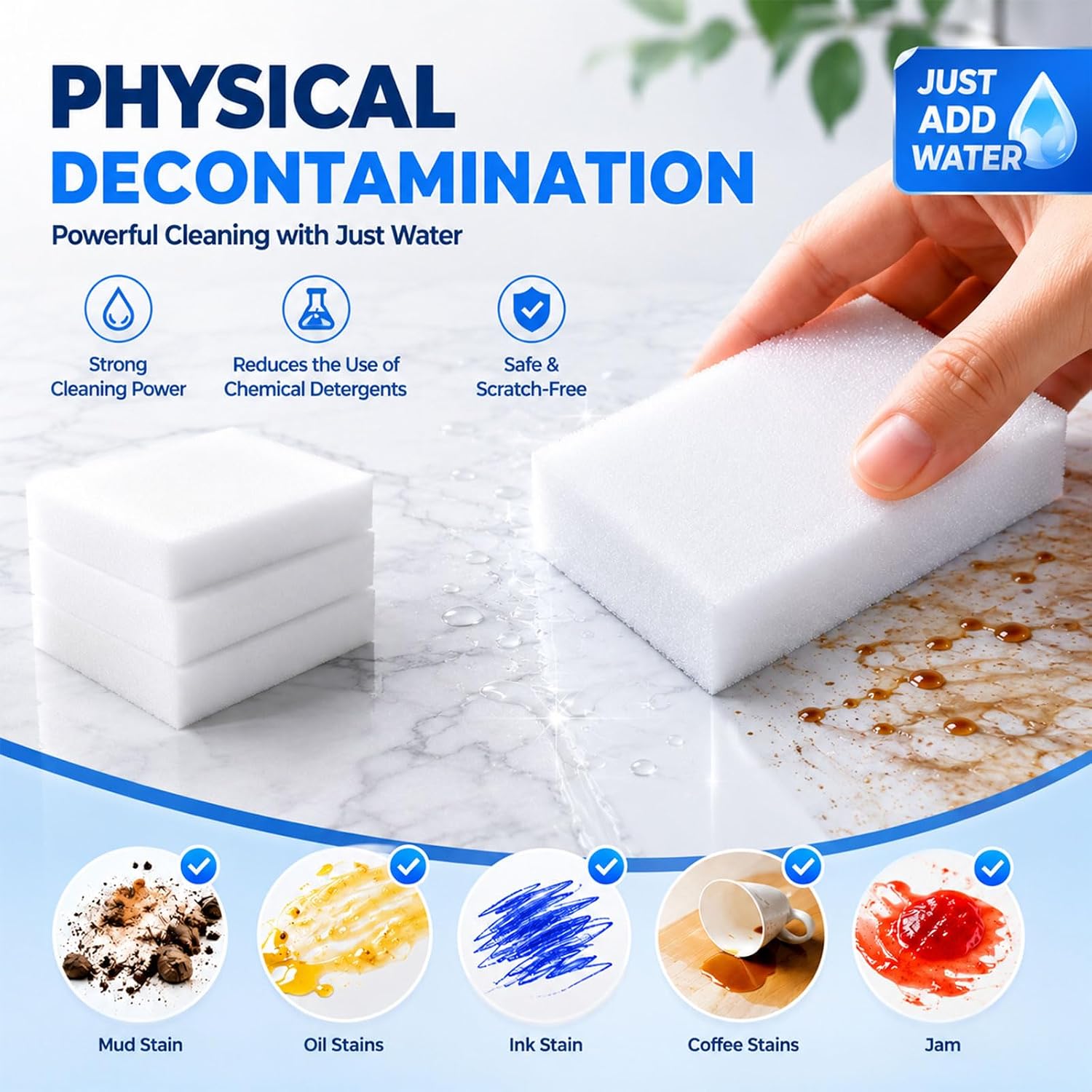 Eco-Friendly Magic Eraser Sponge 10 Pack - Long Lasting Cleaning Sponge for Home Use - Kitchen Bathroom Tile Grout Stain Remover