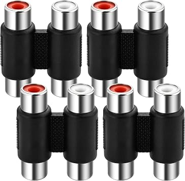 Dual RCAConnector Female to Female Coupler, Dual RCA-Adapter Cable Extension Connector for Amplifier, Subwoofer, Mixer4 PCS